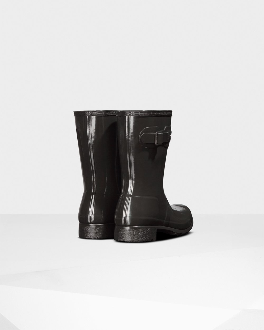 Hunter Original Tour Foldable Gloss Short Rain Boots - Buy Online Womens Dark Grey - UOEQNB975